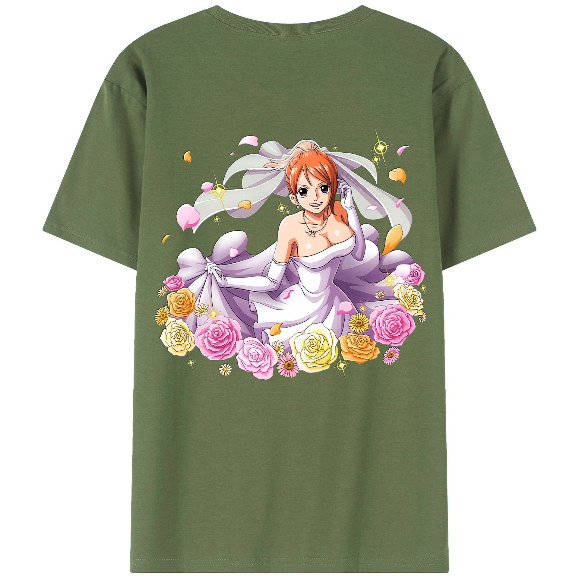 （画像用） ワンピース ナミ ONE PIECE Nami 綿100％ メンズ半袖Tシャツ（バックプリント） 通気性